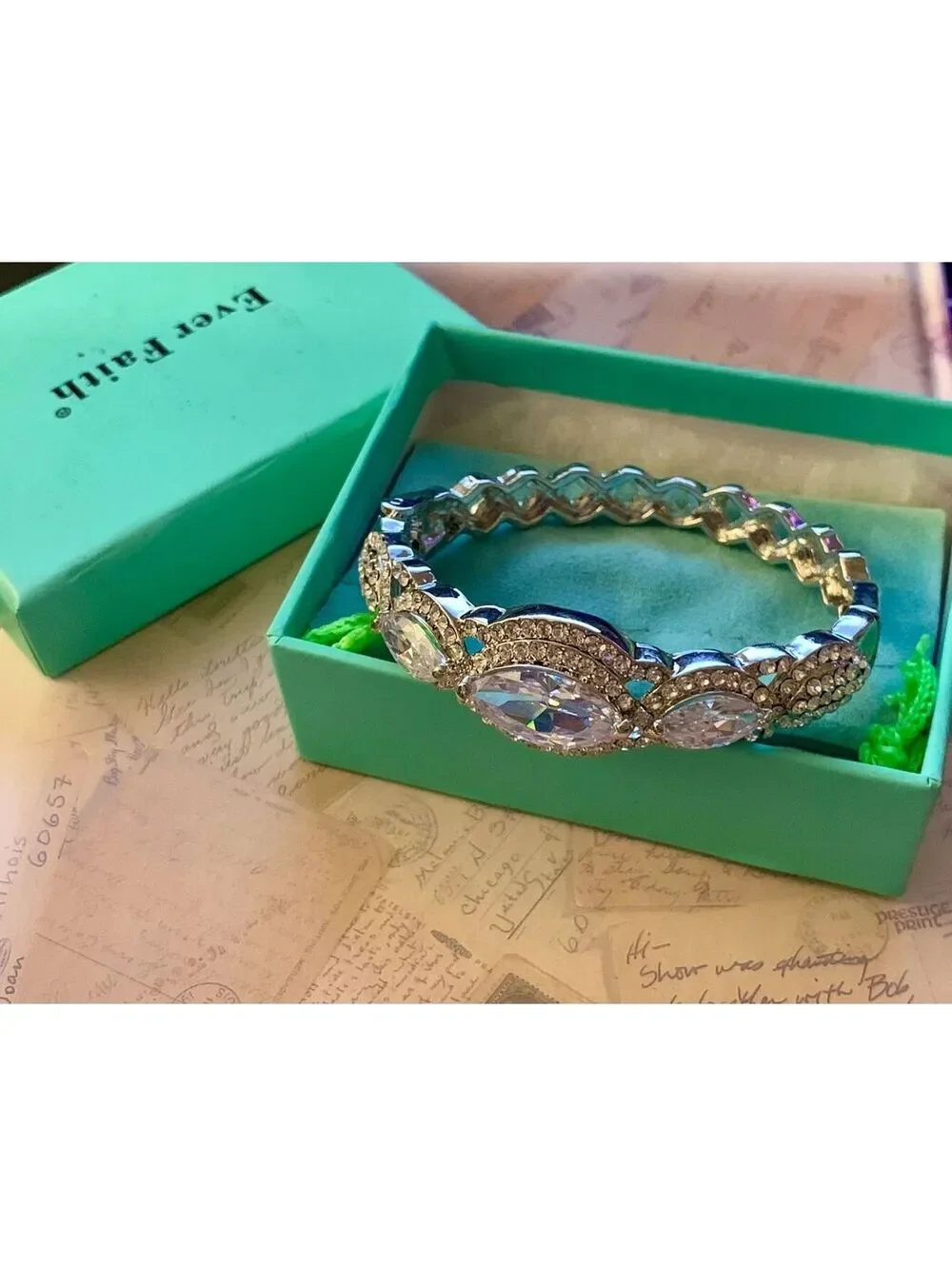 Vintage Dazzling Silver Crystal Stretch Bracelet Sparkle & Shine Bling Jewelry